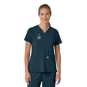 C13210 Carhartt Force Cross Women’s Flex V-neck scrub top Navy