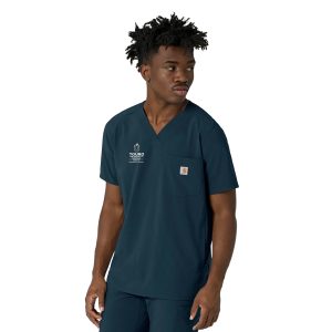 C16410 Carhartt Force Cross-Flex Men's V-Neck Scrub Top Navy